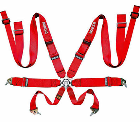 SPARCO COMPETITION HARNESS: 8PT DOUBLE SHOULDER (RED) | Garagerz Automotive